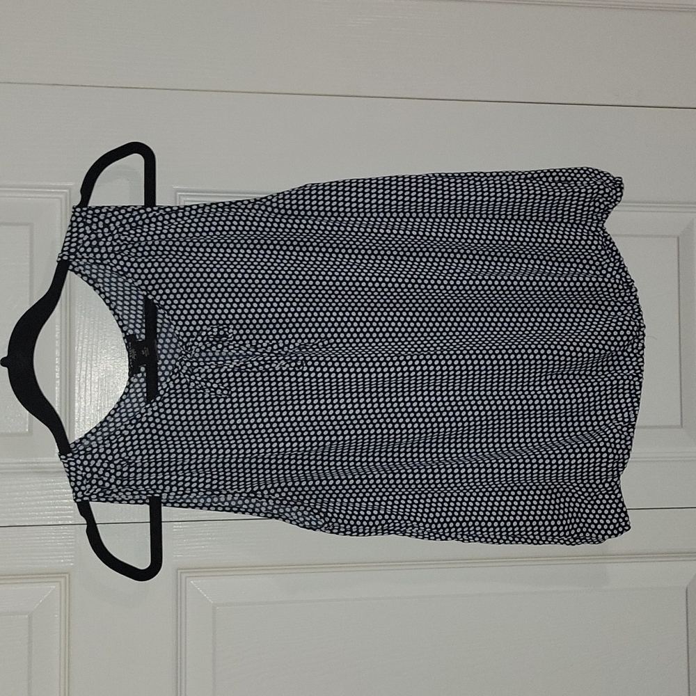 Ann Taylor Est. 1954 polkadot sleeveless top navy and white size medium petite